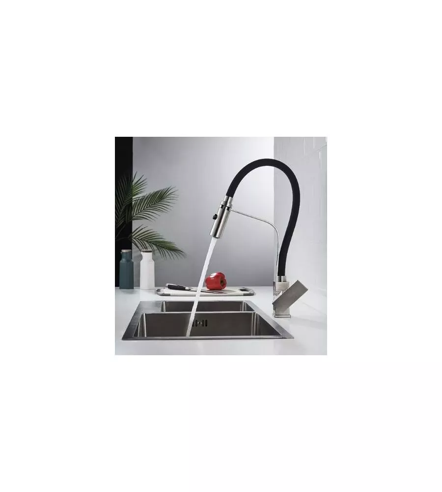 RUBINETTO CUCINA "PORTLAND" MONOCOMANDO IN ACCIAIO SPAZZOLATO